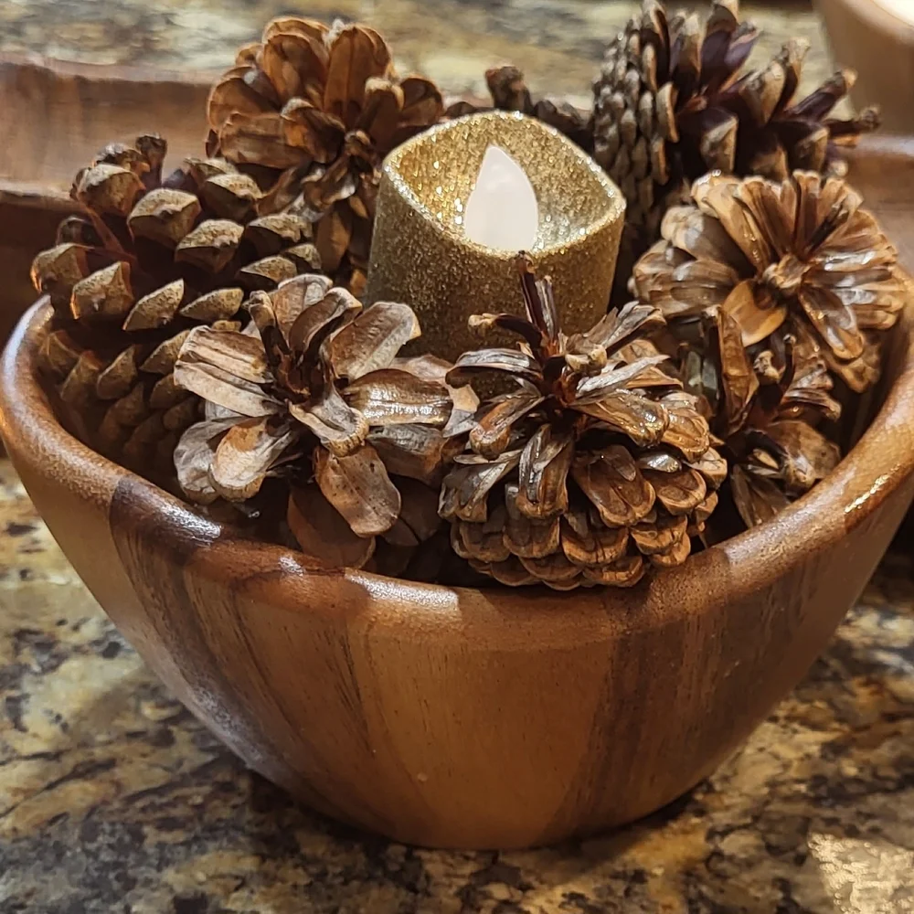 Handcrafted Wooden Dish Scented Pinecones Holiday Decor Scented Pinecone…_2
